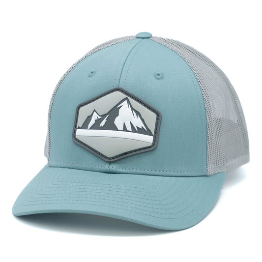 HGP Mountain View PVC Patch Teal/Grey Snapback Trucker Hat