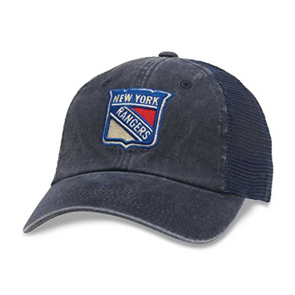 New York Rangers Hat: Navy Strap Closure Meshback Hats