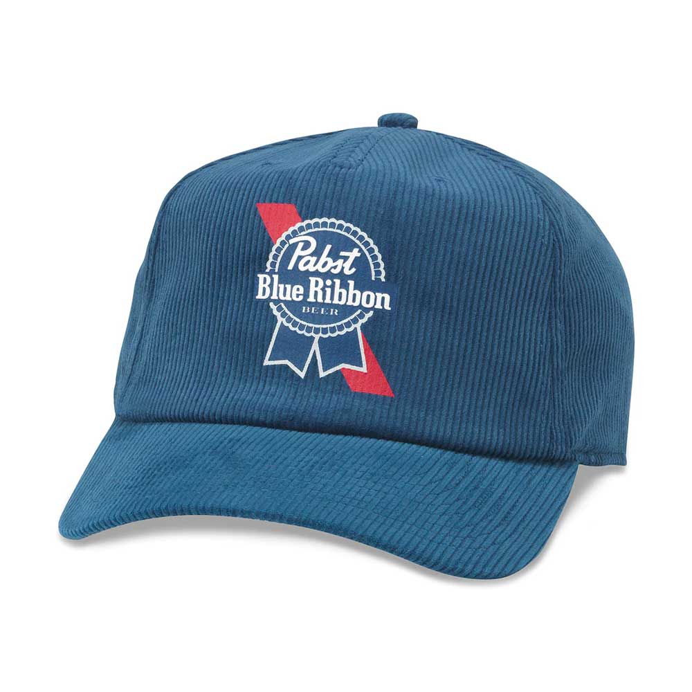 Pabst Blue Ribbon Hat: Royal Blue Corduroy Strapback Trucker Hat