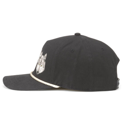 Miller Genuine Draft Wolf Hat: Black/Gold Adjustable Snapback Rope Hat | Beer