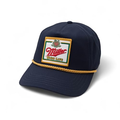 AMERICAN NEEDLE Miller High Life Beer Adjustable Snapback Baseball Hat (23008B-MHL-WHKL) Navy/Gold