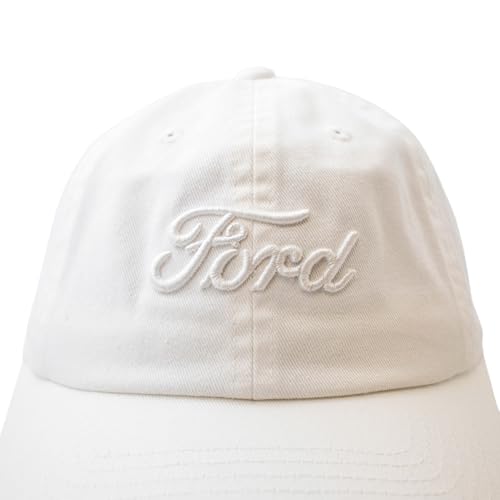 AMERICAN NEEDLE Ford Motor Co Classic Script Baseball Hat, White, PI010A Adjustable New