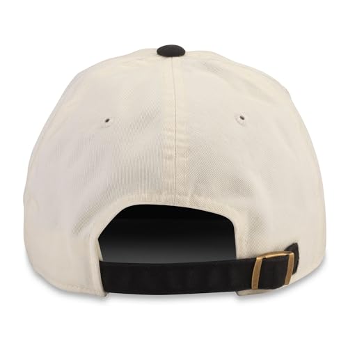 AMERICAN NEEDLE Jack Daniel's Whiskey Ballpark Adjustable Buckle Strap Baseball Hat, Ivory/Black (20001A-JACKD-IBLK)