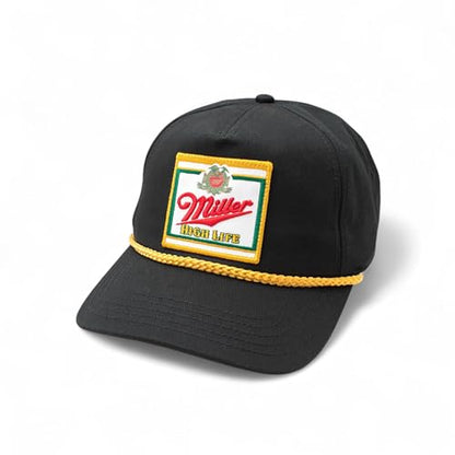 AMERICAN NEEDLE Miller High Life Beer Adjustable Snapback Baseball Hat (23008B-MHL-WHKL) Black/Gold