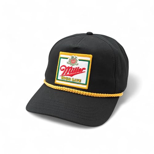 AMERICAN NEEDLE Miller High Life Beer Adjustable Snapback Baseball Hat (23008B-MHL-WHKL) Black/Gold