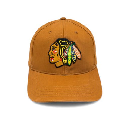 AMERICAN NEEDLE Officially Licensed NHL HEPCAT Strapback Cap, National Hockey League Chicago Blackhawks Team HAT, Hazel Brown, Authentic, New