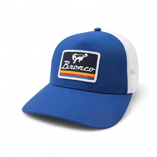 AMERICAN NEEDLE Officially Licensed Ford Bronco Valin Adjustable Trucker Hat White Royal Blue