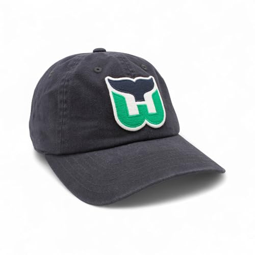 AMERICAN NEEDLE NHL Hartford Whalers Hockey Team New Raglan Adjustable Baseball Hat, Navy (36672B-HAW-NVY)