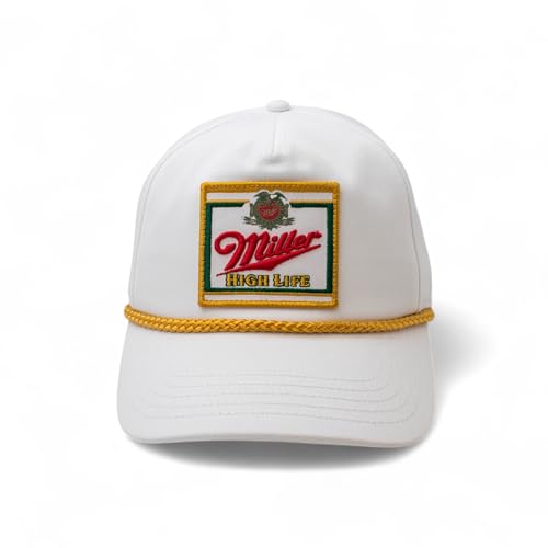AMERICAN NEEDLE Miller High Life Beer Adjustable Snapback Baseball Hat (23008B-MHL-WHKL) White/Gold