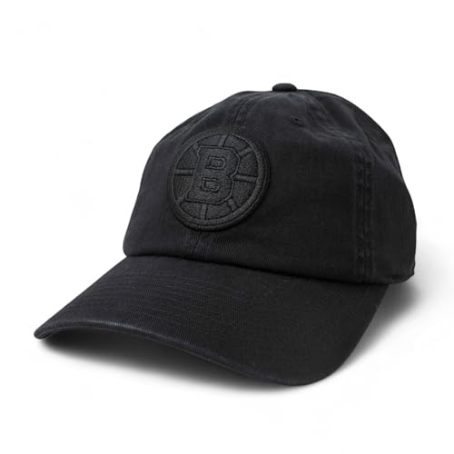 AMERICAN NEEDLE Boston Bruins NHL Blue Line Tonal Adjustable Dad Cap (Black)