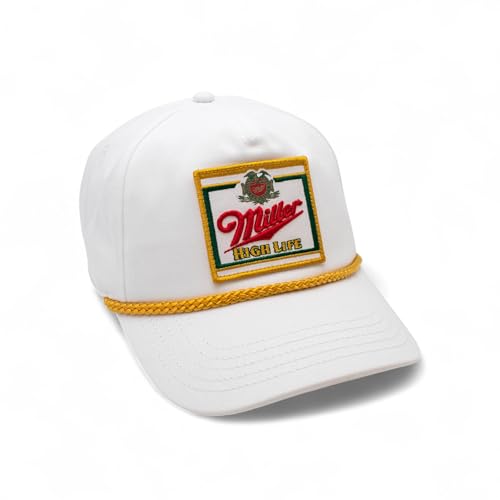 AMERICAN NEEDLE Miller High Life Beer Adjustable Snapback Baseball Hat (23008B-MHL-WHKL) White/Gold