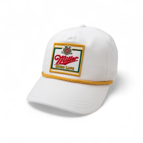 AMERICAN NEEDLE Miller High Life Beer Adjustable Snapback Baseball Hat (23008B-MHL-WHKL) White/Gold