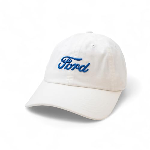 AMERICAN NEEDLE Ford Motor Co Classic Script Baseball Hat, White Royal, PI010C Adjustable New