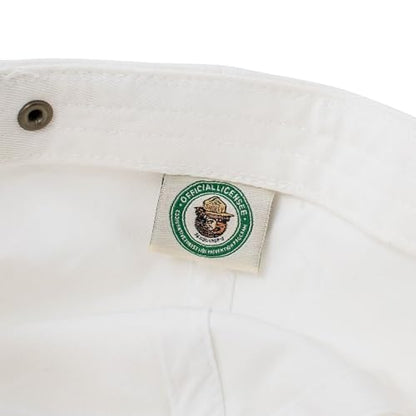 AMERICAN NEEDLE Smokey Bear Adjustable Buckle Strap Baseball Hat, Washed Micro Slouch Collection, White (PI023A-SMOKEY-WHT)