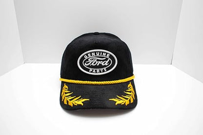 AMERICAN NEEDLE Officially Licensed Ford Motor CO, Genuine Ford Parts, Corduroy Rope HAT, Adjustable, Authentic, New Black