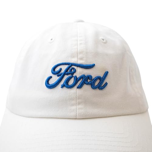 AMERICAN NEEDLE Ford Motor Co Classic Script Baseball Hat, White Royal, PI010C Adjustable New