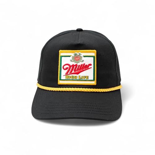 AMERICAN NEEDLE Miller High Life Beer Adjustable Snapback Baseball Hat (23008B-MHL-WHKL) Black/Gold