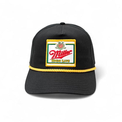 AMERICAN NEEDLE Miller High Life Beer Adjustable Snapback Baseball Hat (23008B-MHL-WHKL) Black/Gold