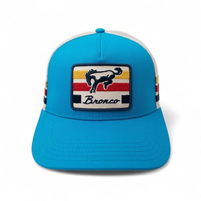 AMERICAN NEEDLE Officially Licensed Ford Bronco Valin Adjustable Trucker Hat Tri Color Lake Blue