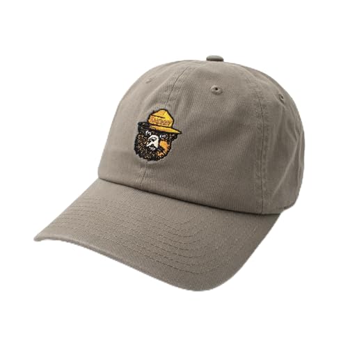 AMERICAN NEEDLE Smokey Bear Adjustable Buckle Strap Baseball Hat, Washed Micro Slouch Collection, Moss (PI023A-SMOKEY-MOSS)