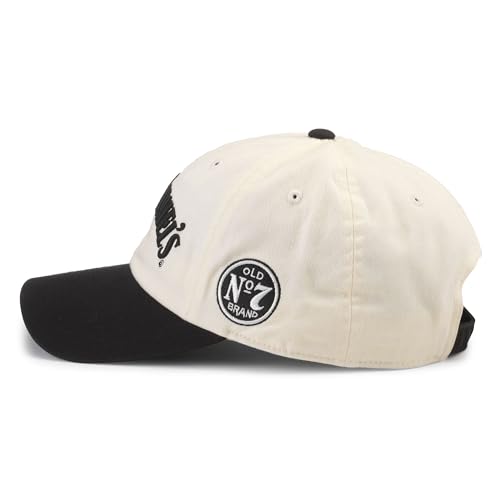 AMERICAN NEEDLE Jack Daniel's Whiskey Ballpark Adjustable Buckle Strap Baseball Hat, Ivory/Black (20001A-JACKD-IBLK)