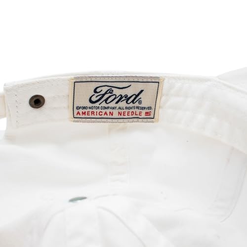 AMERICAN NEEDLE Ford Motor Co Classic Script Baseball Hat, White Royal, PI010C Adjustable New