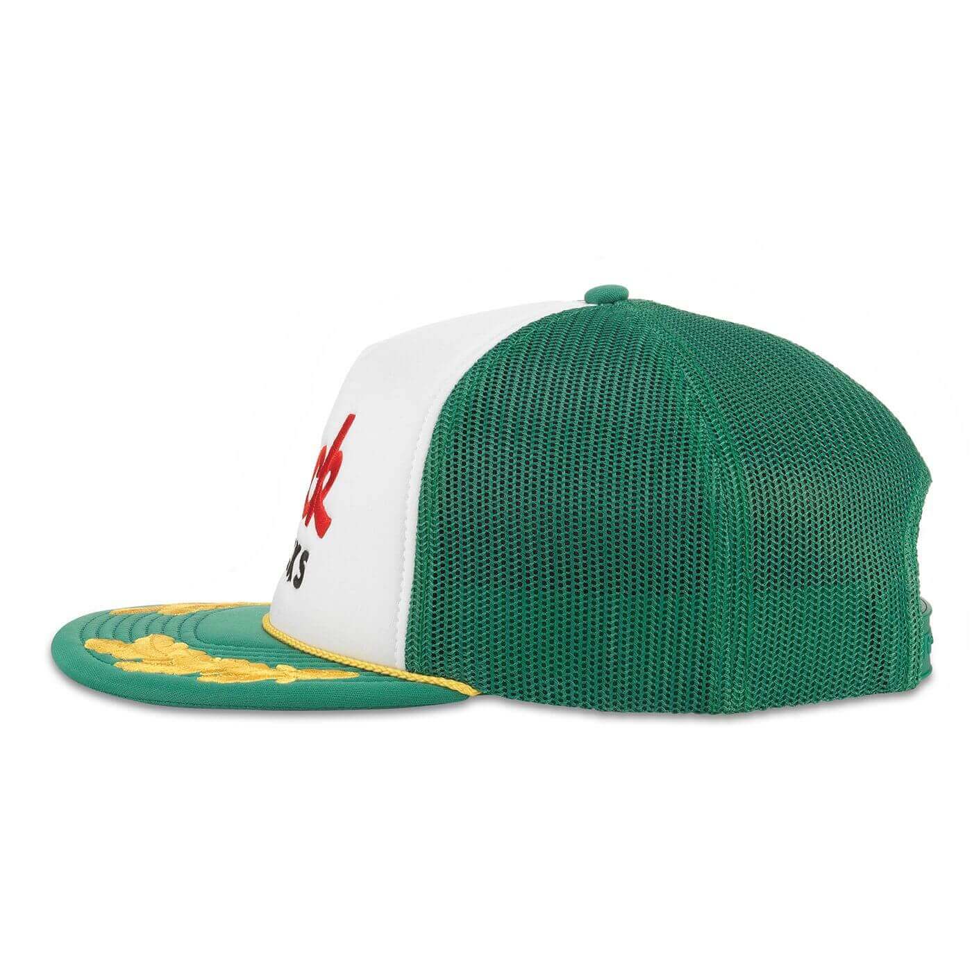 Mack Trucks Hat: Green/White/Gold Snapback Foam Trucker Hat Side