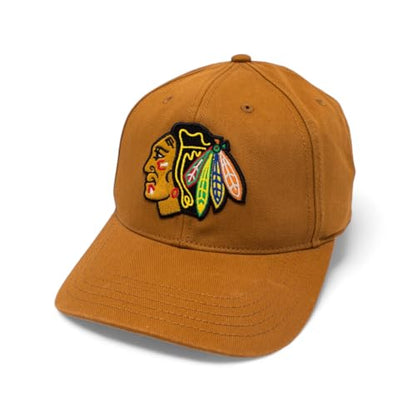 AMERICAN NEEDLE Officially Licensed NHL HEPCAT Strapback Cap, National Hockey League Chicago Blackhawks Team HAT, Hazel Brown, Authentic, New