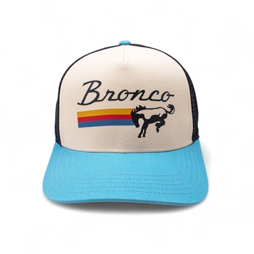 AMERICAN NEEDLE Sinclair Ford Bronco Adjustable Snapback Trucker Baseball Hat Navy Ivory Light Blue