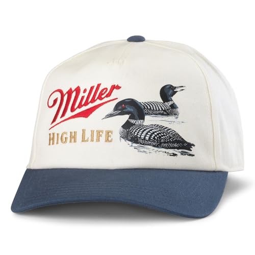 AMERICAN NEEDLE Unisex Miller High Life Beer Twill Roscoe Adjustable Snapback Baseball Hat (23008C-MHL-INVY)