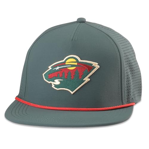 AMERICAN NEEDLE Officially Licensed NHL Hockey Buxton Pro Tech Hat, Minnesota Wild Performance Team Cap, 23003A, Authentic, New