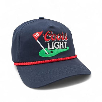 AMERICAN NEEDLE Officially Licensed COORS Light Golf HAT, Embroidered Rope Cap, Snapback, Navy/RED, Authentic, New