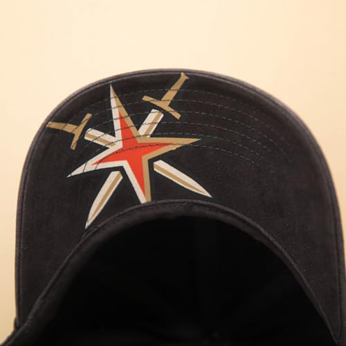 AMERICAN NEEDLE NHL Vegas Golden Knights Hockey Team New Raglan Adjustable Baseball Hat, Black (36672B-VGK-BLK)