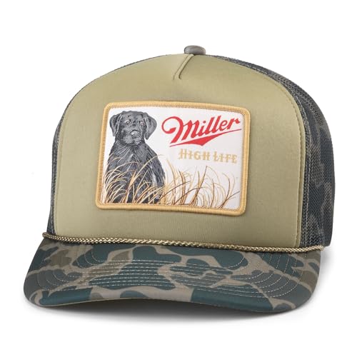 AMERICAN NEEDLE Miller High Life Beer Mallard Foamy Adjustable Snapback Baseball Hat, Olive (24011A-MHL-OLIV)