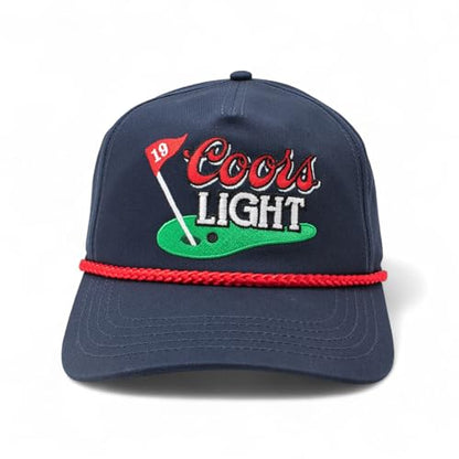 AMERICAN NEEDLE Officially Licensed COORS Light Golf HAT, Embroidered Rope Cap, Snapback, Navy/RED, Authentic, New