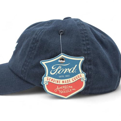 AMERICAN NEEDLE Ford Motor Co Classic Script Baseball Hat, Navy Blue, PI010A Adjustable New