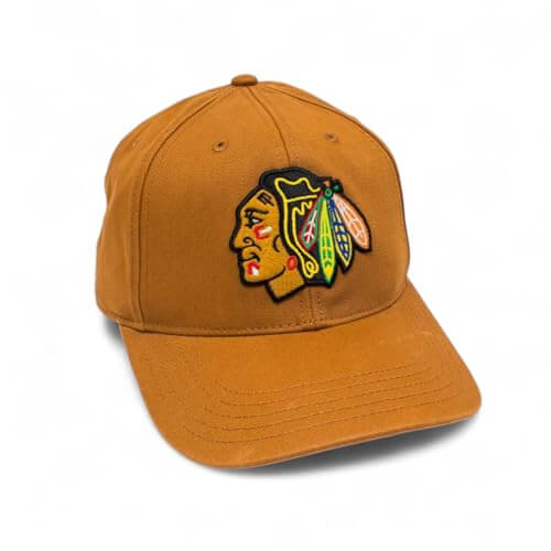 AMERICAN NEEDLE Officially Licensed NHL HEPCAT Strapback Cap, National Hockey League Chicago Blackhawks Team HAT, Hazel Brown, Authentic, New