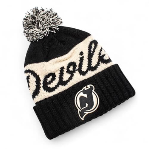 AMERICAN NEEDLE Officially Licensed NHL Adeline Pom Knit Beanie, New Jersey Devils Winter Hat, Authentic, New