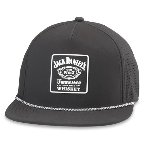 AMERICAN NEEDLE Jack Daniel's Whiskey Buxton Pro Adjustable Snapback Baseball Hat, Black (23003A-JACKD-BLK)