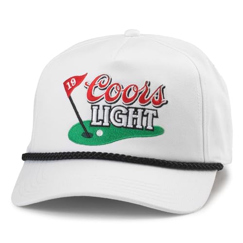 AMERICAN NEEDLE Coors Light Beer Golf Club Roscoe Adjustable Snapback Baseball Hat, White (23008C-COORS-WHT)
