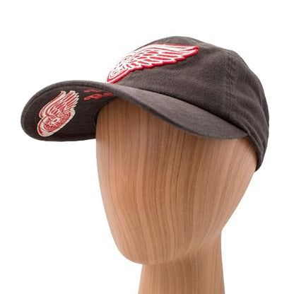 AMERICAN NEEDLE NHL Detroit Red Wings Hockey Team New Raglan Adjustable Baseball Hat, Black (36672B-DRW-BLK)