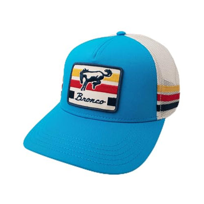 AMERICAN NEEDLE Officially Licensed Ford Bronco Valin Adjustable Trucker Hat Tri Color Lake Blue