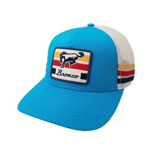 AMERICAN NEEDLE Officially Licensed Ford Bronco Valin Adjustable Trucker Hat Tri Color Lake Blue