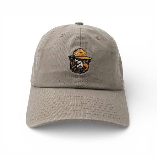 AMERICAN NEEDLE Smokey Bear Adjustable Buckle Strap Baseball Hat, Washed Micro Slouch Collection, Moss (PI023A-SMOKEY-MOSS)