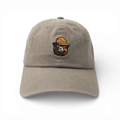 AMERICAN NEEDLE Smokey Bear Adjustable Buckle Strap Baseball Hat, Washed Micro Slouch Collection, Moss (PI023A-SMOKEY-MOSS)