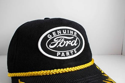 AMERICAN NEEDLE Officially Licensed Ford Motor CO, Genuine Ford Parts, Corduroy Rope HAT, Adjustable, Authentic, New Black