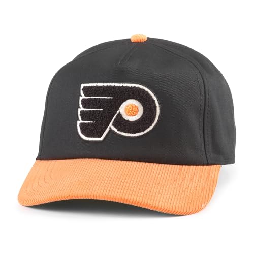 AMERICAN NEEDLE Philadelphia Flyers NHL Burnett Adjustable Snapback Baseball Hat, Black/Orange (23020A-PHF-BLOR)