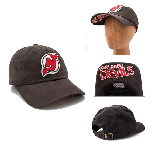 AMERICAN NEEDLE NHL New Jersey Devils Hockey Team New Raglan Adjustable Baseball Hat, Black (36672B-NJD-BLK)