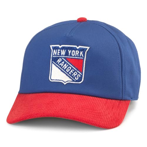 AMERICAN NEEDLE New York Rangers NHL Burnett Adjustable Snapback Baseball Hat, Royal/Red (23020B-NYR-RYRD)