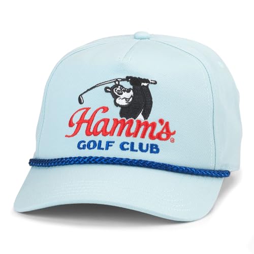 AMERICAN NEEDLE Hamm's Beer Golf Club Roscoe Adjustable Snapback Baseball Hat, Ruisseau (23008A-HAMMS-RUI)